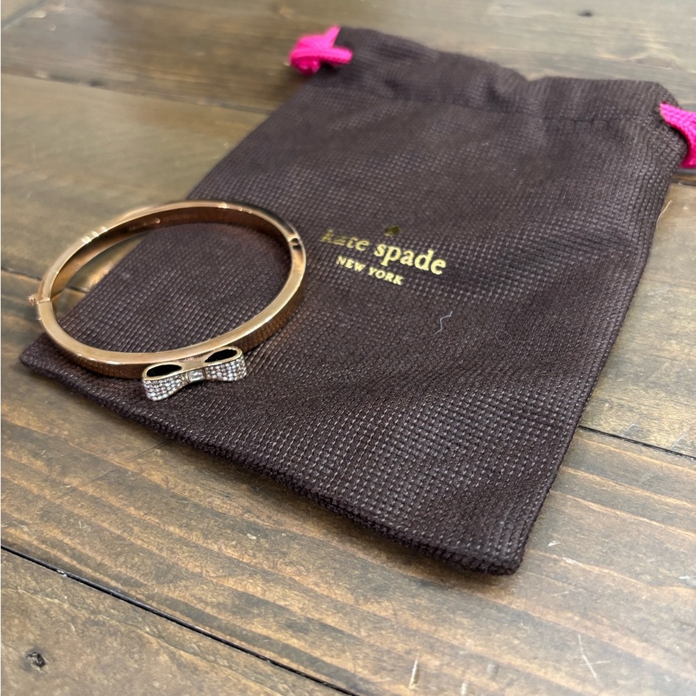 Kate Spade Ready Set Bow Pave Bangle Bracelet in Rose Gold
